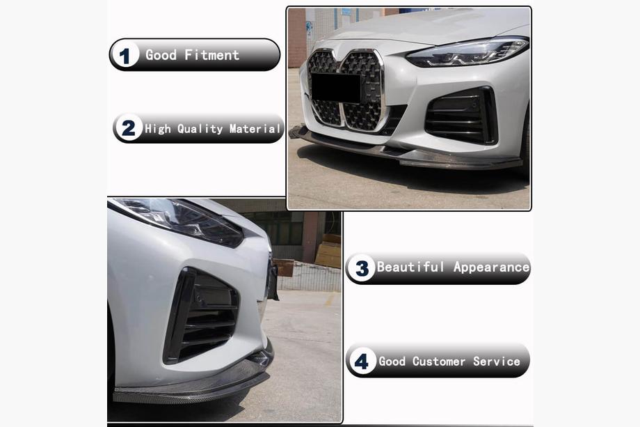 BMW 4-serie G22/23/26 2020– Frontlæbe til forreste kofanger Lip V2 (til G26 M-Sport, kulfiber) Foto 3