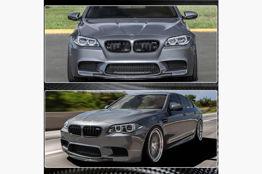BMW 5-serie F10/F11 2010–2016 Frontlæbe til kofanger Lip V4 (til F10 M5, carbon) Foto 4