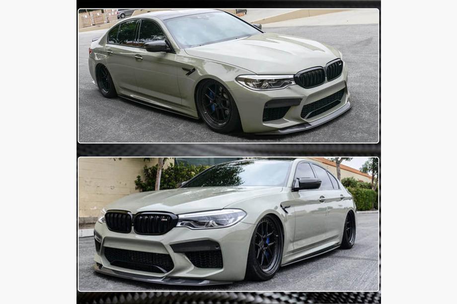 BMW 5-serie G30/G31 2017–2023 Front læbespoiler til kofanger Lip V3 (til M5 F90 2017-2020, kulfiber) Foto 6