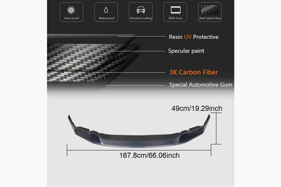 BMW 5-serie G30/G31 2017–2023 Front læbespoiler til kofanger Lip V3 (til M5 F90 2017-2020, kulfiber) Foto 7