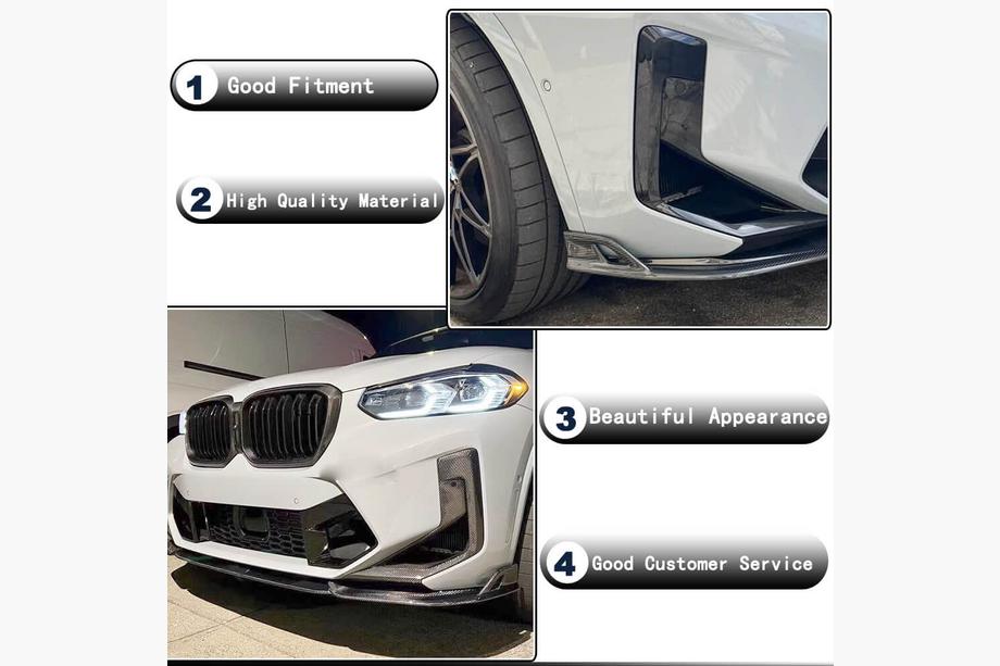 BMW X4 G02 2018– Lipspoiler til forreste kofanger (til F98 2022-2025, Carbon) Foto 3