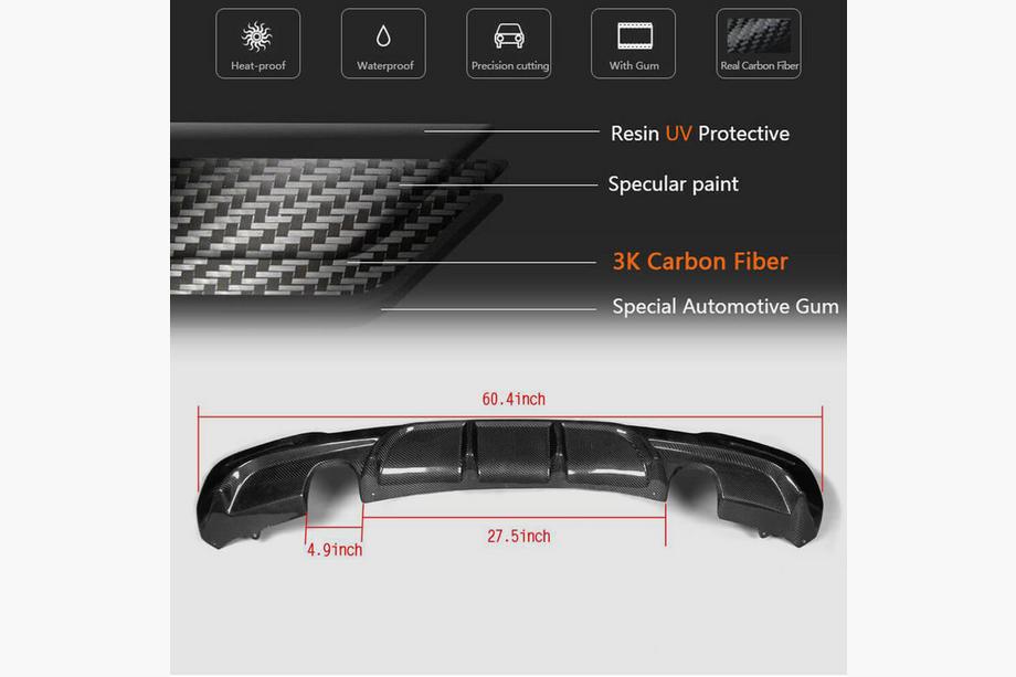 BMW 3-serie F34 2013–2020 Bagkofangerdiffuser V2 (til M-Sport, kulfiber) Foto 6