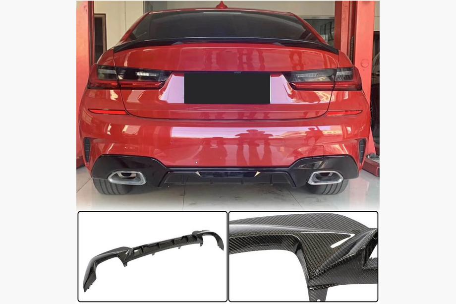 BMW 3-serie G20/G21 2018– V4 bagkofanger-diffuser (til M-Sport 2018-2022, Carbon) Image