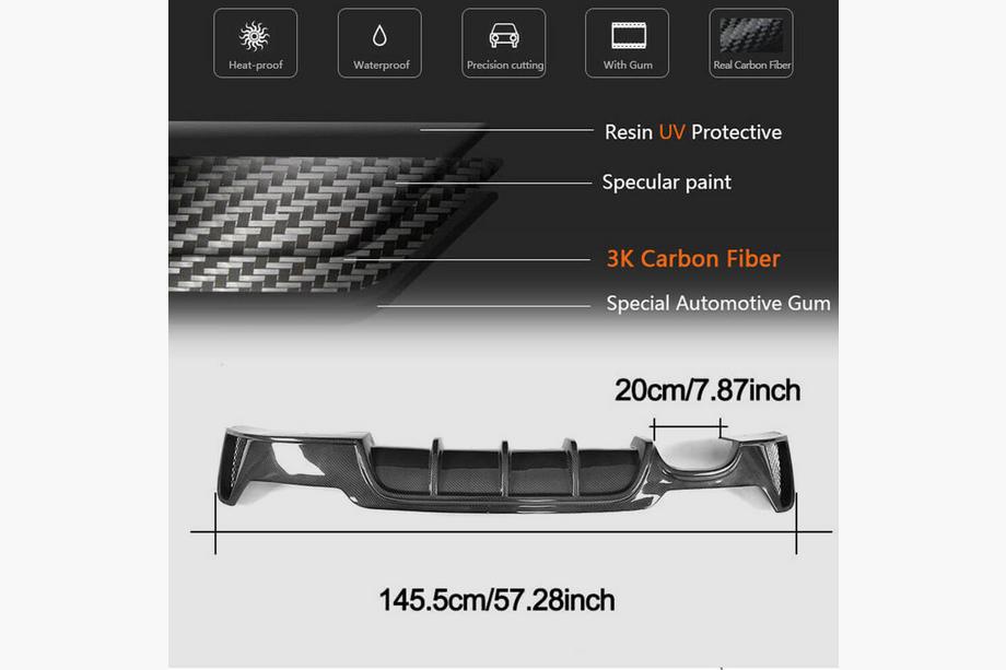 BMW 4-serie F32/F33/F36 2012–2020 Bagkofangerdiffuser V2 (til M-Sport, kulfiber) Foto 4