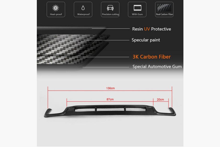BMW 5-serie F10/F11 2010–2016 Bageste diffuser (til F10 Base 2010-2013, carbon) Foto 5