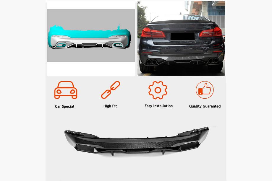 BMW 5-serie G30/G31 2017–2023 Bagkofangerdiffuser V4 (til M-Sport/M5 F90, carbon) Foto 14