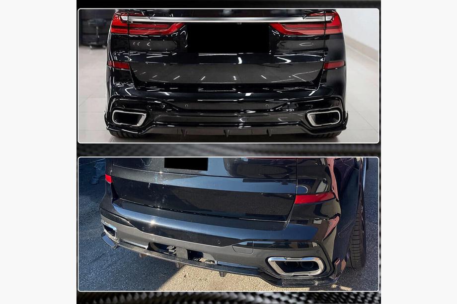 BMW X7 G07 2019– Bageste kofanger diffuser (til M-Sport 2019-2022, carbon) Foto 11