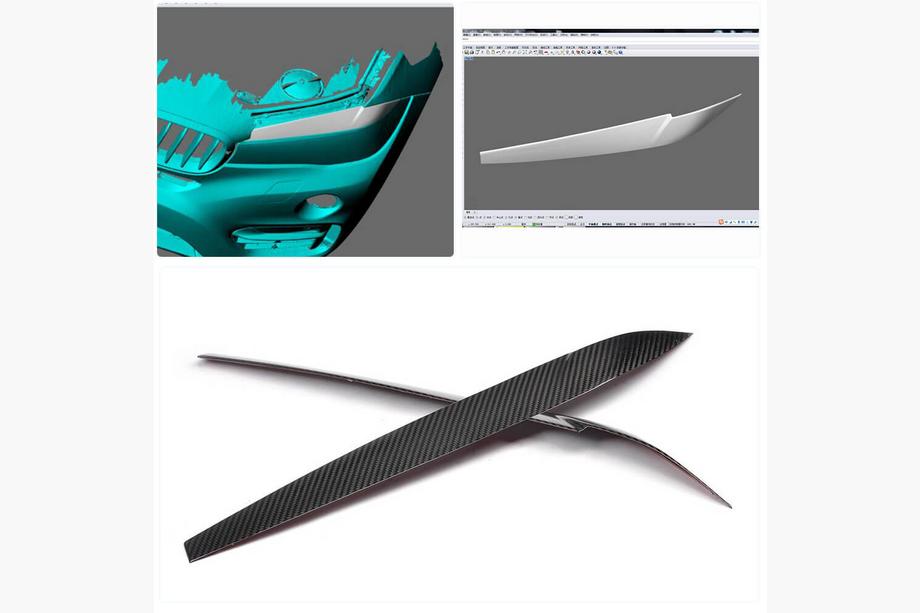 BMW X6 F16 2014–2019 Øjenbryn til forlygter tør carbon V2 Foto 2