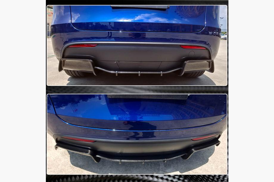 Tesla Model Y 2020– Bagkofanger-diffuser tør carbon V1 (2019-2021) Foto 4