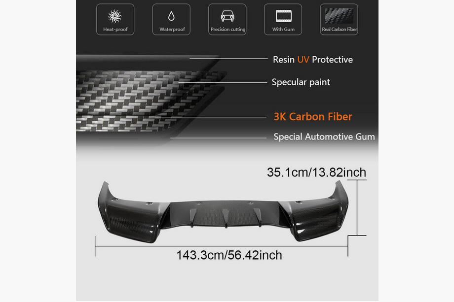 Tesla Model Y 2020– Bagkofanger-diffuser tør carbon V1 (2019-2021) Foto 6