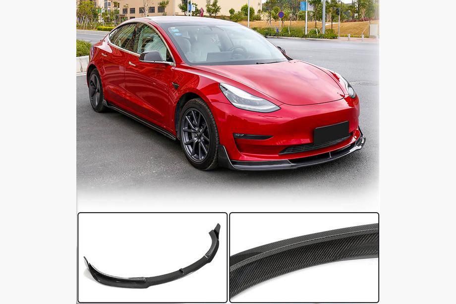 Tesla Model 3 2017– Frontlæbe til forreste kofanger Lip V1 (2017-2023, Carbon) Foto 1