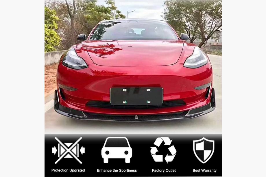 Tesla Model 3 2017– Frontlæbe til forreste kofanger Lip V1 (2017-2023, Carbon) Foto 2