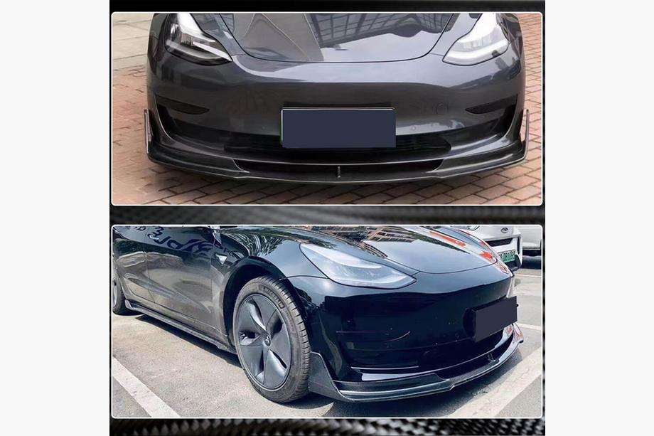 Tesla Model 3 2017– Frontlæbe til forreste kofanger Lip V1 (2017-2023, Carbon) Foto 3