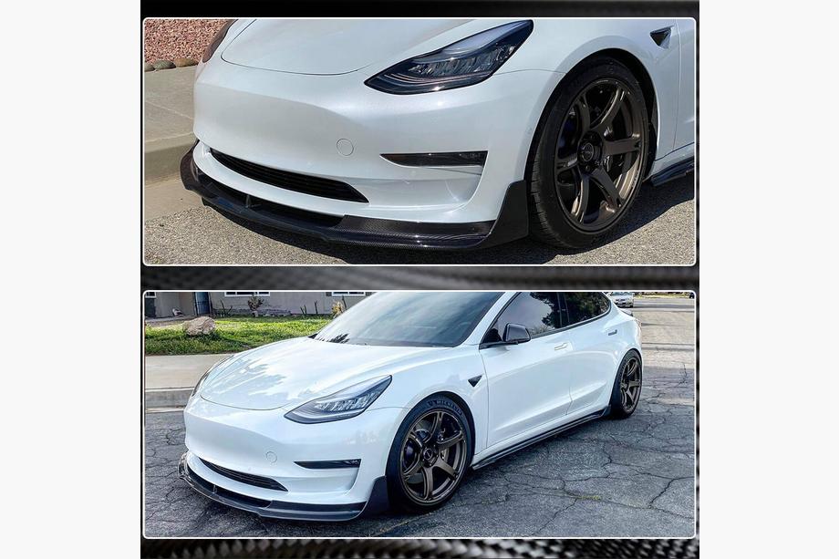 Tesla Model 3 2017– Frontlæbe til forreste kofanger Lip V1 (2017-2023, Carbon) Foto 4