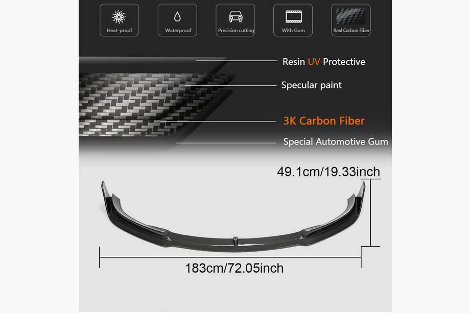 Tesla Model 3 2017– Frontlæbe til forreste kofanger Lip V1 (2017-2023, Carbon) Foto 5