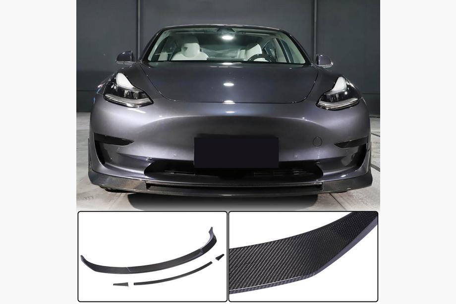 Tesla Model 3 2017– Front kofangerlæbe Lip V2 (2017-2023, kulfiber) Image