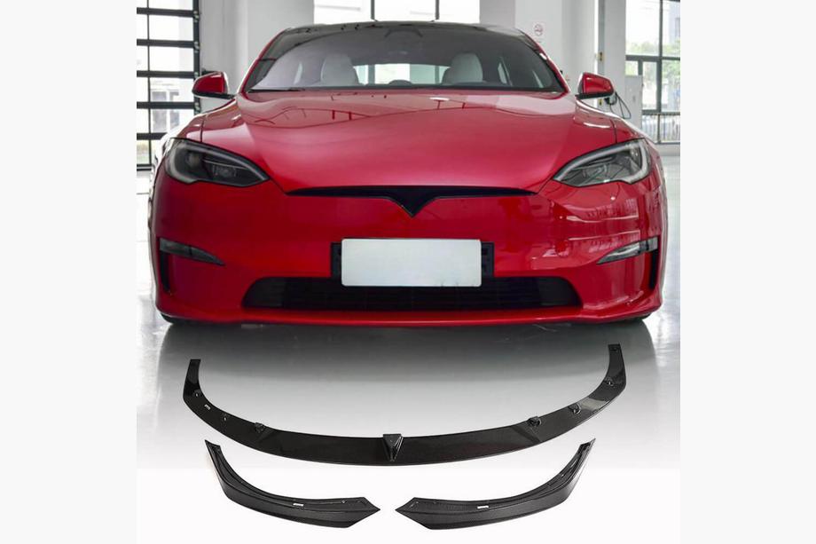 Tesla Model S 2012– Frontspoiler til forreste kofanger Lip V2 (2021+, Kulfiber) Image