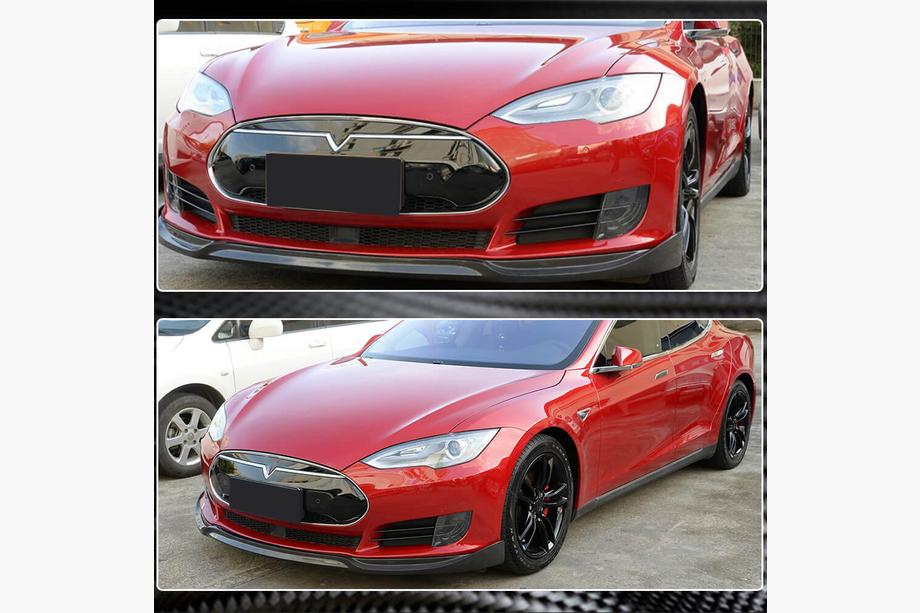 Tesla Model S 2012– Frontspoilerlæbe til for kofanger Lip V1 (2012-2016, Carbon) Foto 2