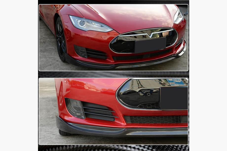 Tesla Model S 2012– Frontspoilerlæbe til for kofanger Lip V1 (2012-2016, Carbon) Foto 3