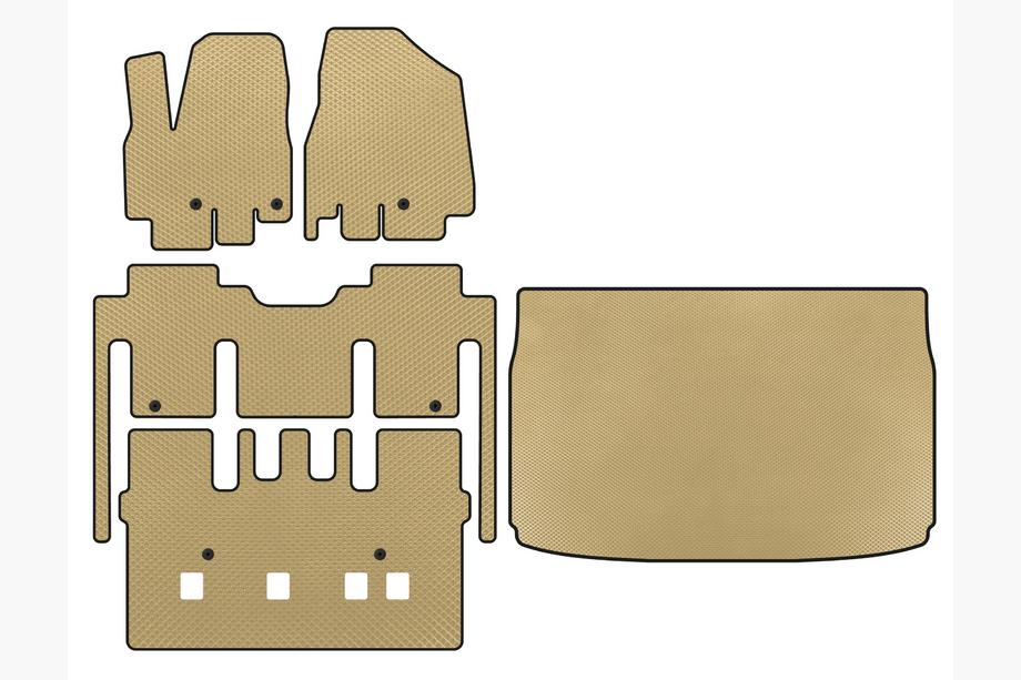 Kia Sedona 2014–2020 EVA måttesæt til kabinen (komplet sæt, 8-personers, beige) Image