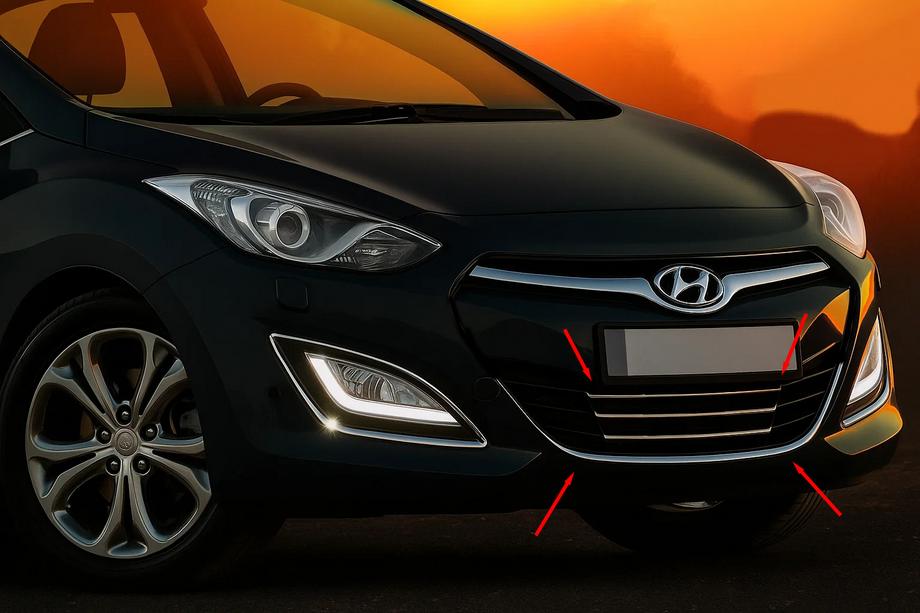 Hyundai I-30 2012–2017 Kromlister til nederste grill og omkring STYLE (rustfrit stål) Foto 1