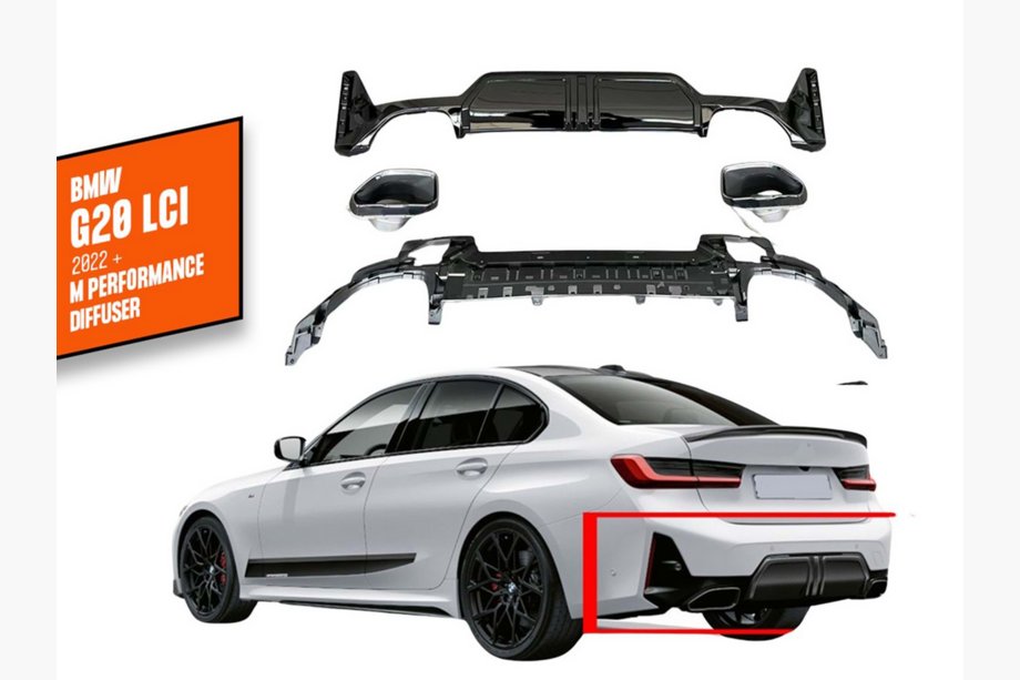 BMW 3-serie G20/G21 2018– Bagdiffusor med udstødningsenderør DPT (2022+, M-Perfomance) Foto 1