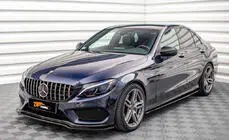 Mercedes C-klasse W205 2014–2021 DPT V2 frontlæbe til forreste kofanger (2014-2018, kun til AMG-Line, sort højglans) foto 1