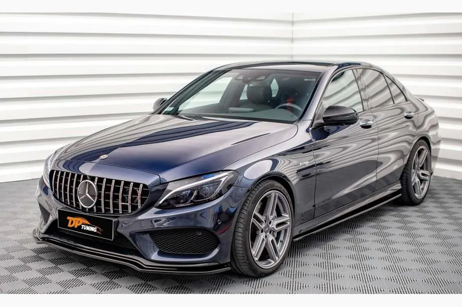 Mercedes C-klasse W205 2014–2021 DPT V2 frontlæbe til forreste kofanger (2014-2018, kun til AMG-Line, sort højglans) Image