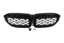 BMW 3-serie G20/G21 2018– Kidney-grill Diamond Black (2018-2022, sort kant) Med kameraholder foto 3