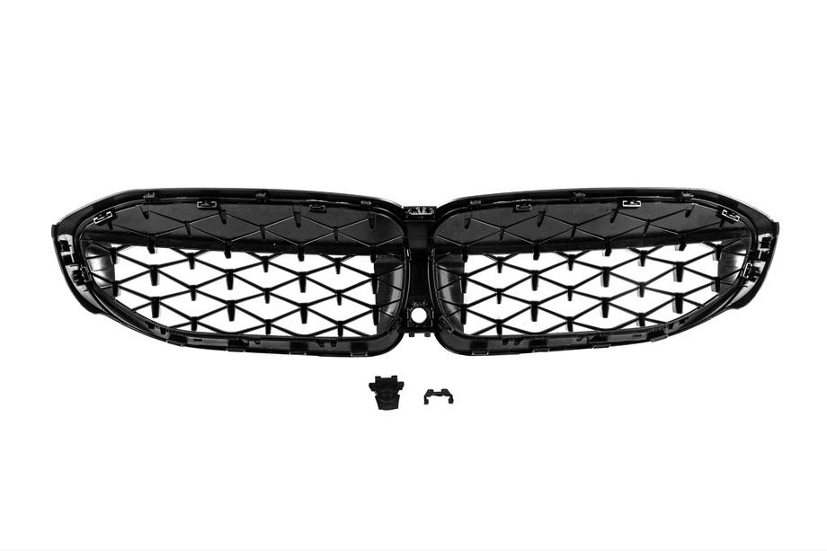 BMW 3-serie G20/G21 2018– Kidney-grill Diamond Black (2018-2022, sort kant) Uden kamerahul Foto 6