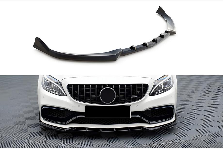 Mercedes C-klasse W205 2014–2021 DPT front læbespoiler (2017-2020, blank sort) Image