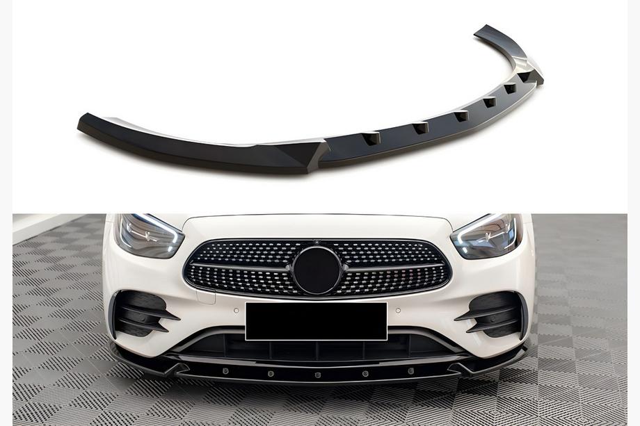 Mercedes E-klasse W213 2016–2023 DPT front læbespoiler (til AMG-Line, 2020-2023, blank sort) Foto 1