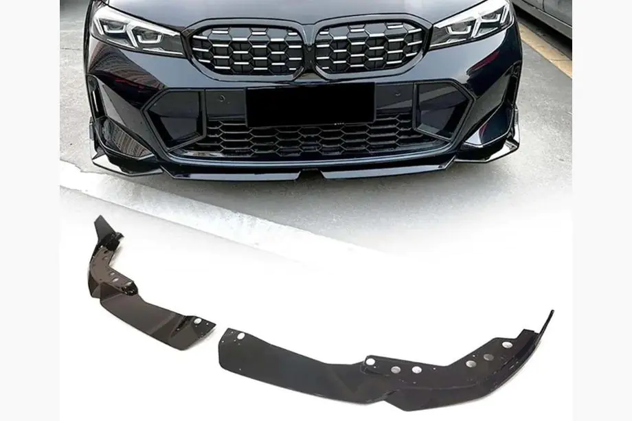 BMW 3-serie G20/G21 2018– Front lipspoiler-læbe DPT V-2 (til 2022+, M Technic, blank sort) Image