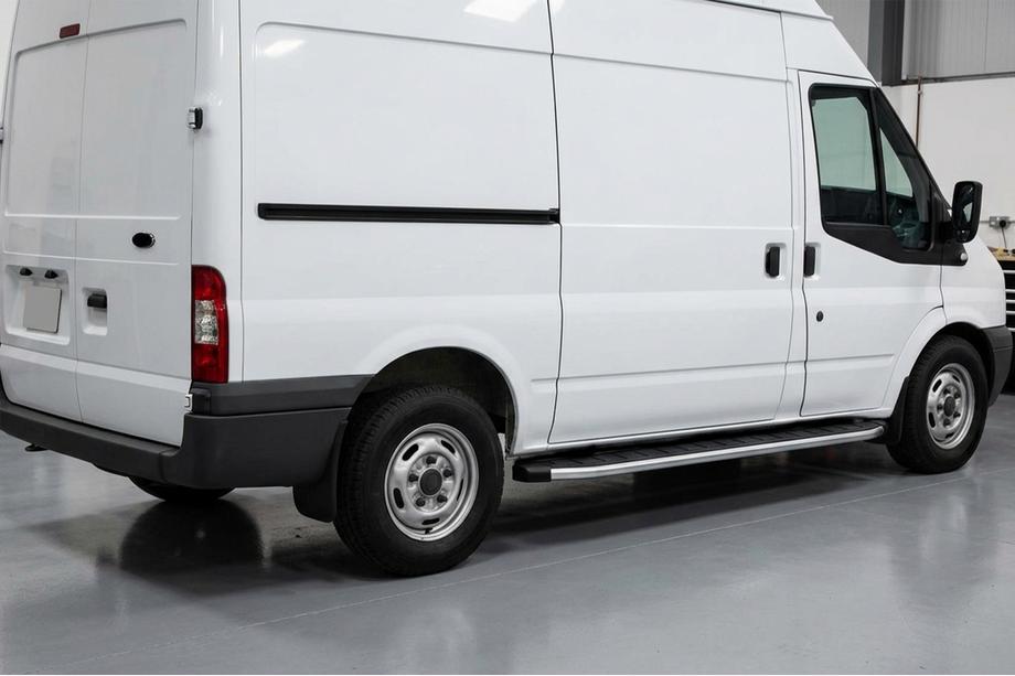 Ford Transit 2000–2014 Fullmond sidetrin (2 stk., aluminium) Image