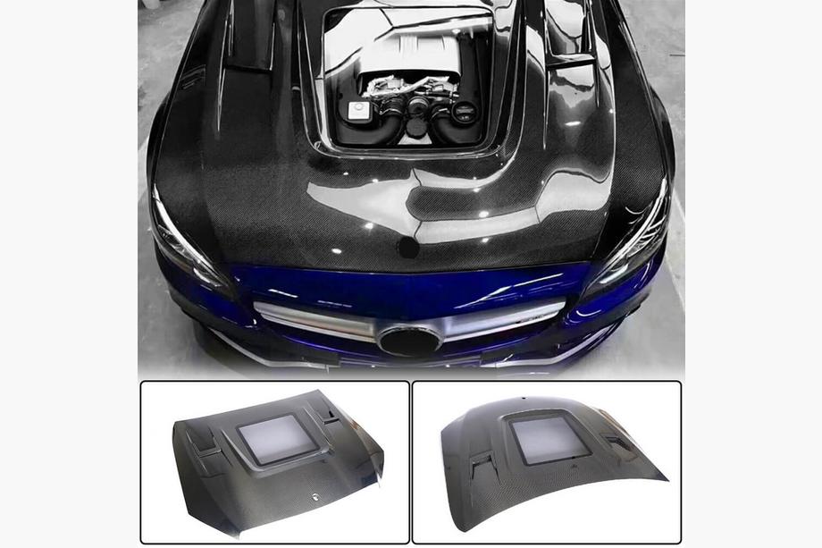 Mercedes C-klasse W205 2014–2021 Motorhjelm V2 (kulfiber) Foto 1