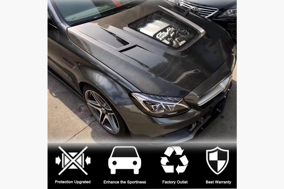 Mercedes C-klasse W205 2014–2021 Motorhjelm V2 (kulfiber) Foto 2