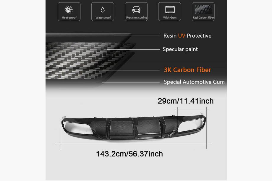 Mercedes C-klasse W205 2014–2021 Bagkofangerdiffuser V1 (til coupé/cabriolet C63 AMG 2015-2019, kulfiber) Foto 2