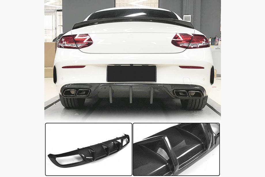 Mercedes C-klasse W205 2014–2021 Bagkofangerdiffuser V1 (til coupé/cabriolet C63 AMG 2015-2019, kulfiber) Foto 1