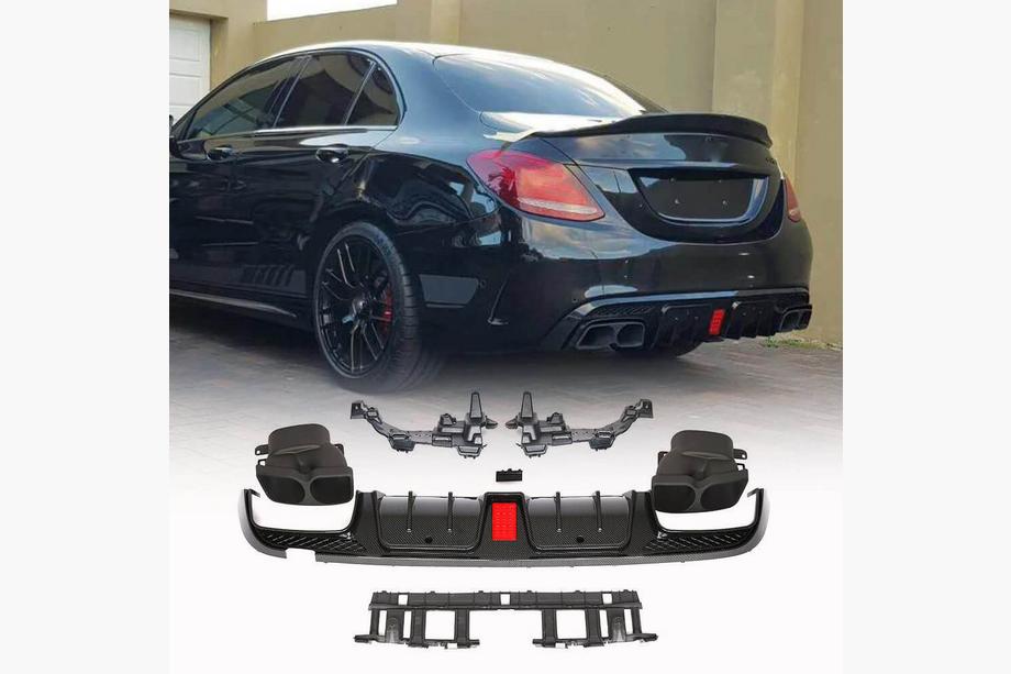 Mercedes C-klasse W205 2014–2021 Bagkofanger-diffuser med udstødningsenderør (til SD C43 AMG 2015-2019, carbon) Image