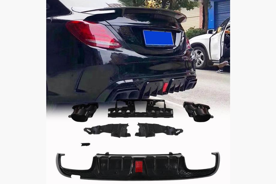 Mercedes C-klasse W205 2014–2021 Bagkofanger-diffuser med udstødningsender (til SD C43 AMG 2015-2021, carbon) Image