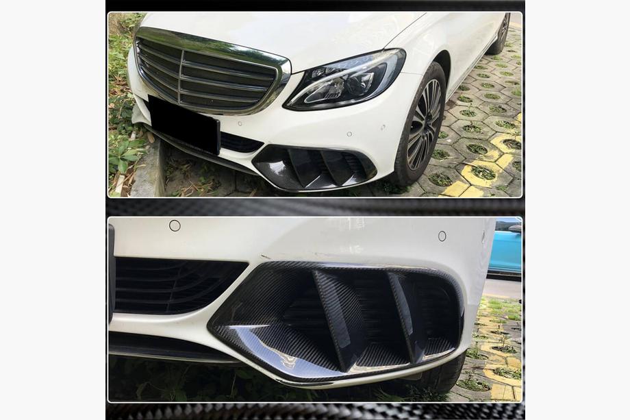 Mercedes C-klasse W205 2014–2021 Kulfiber tågelygte-dæksler (til SD Base 2015-2019, Carbon) Foto 3