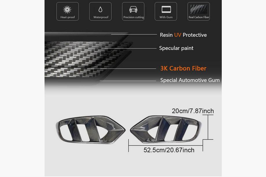 Mercedes C-klasse W205 2014–2021 Kulfiber tågelygte-dæksler (til SD Base 2015-2019, Carbon) Foto 5
