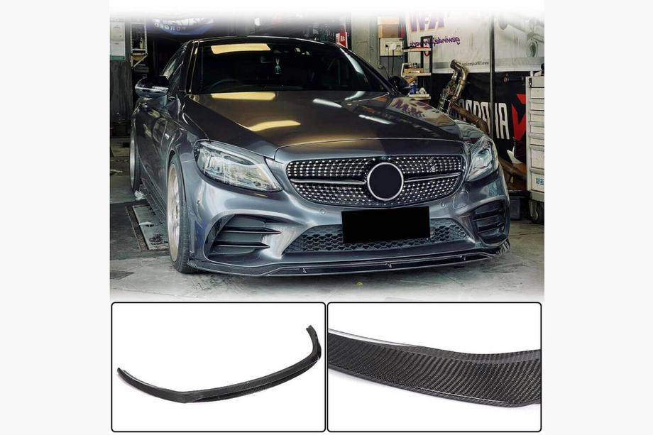 Mercedes C-klasse W205 2014–2021 Kulfiber front bumperlip (2019-2021, Carbon) Image