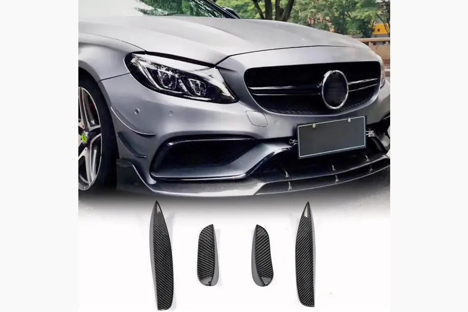 Mercedes C-klasse W205 2014–2021 Kulfiber frontkofanger-læber (til C63 AMG 2015-2019) Image