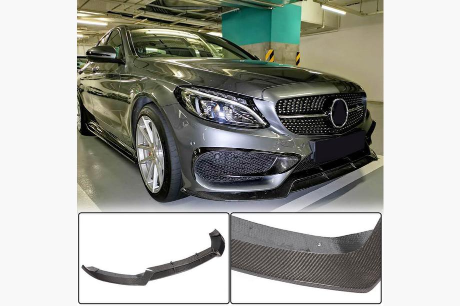 Mercedes C-klasse W205 2014–2021 Frontbumperlæbe Lip V1 (til C43 AMG 2015-2019, kulfiber) Image
