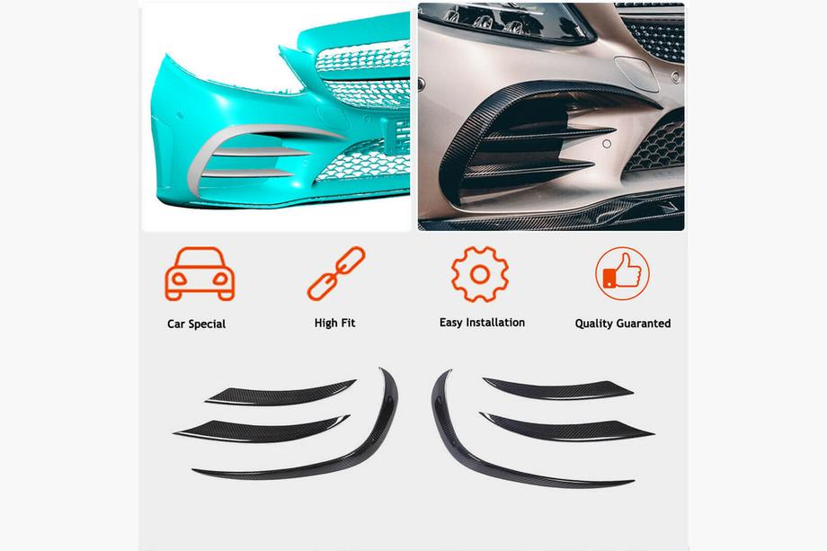 Mercedes C-klasse W205 2014–2021 Frontkofanger-indsatser V1 (til C43 AMG 2019-2021, carbon) Foto 3