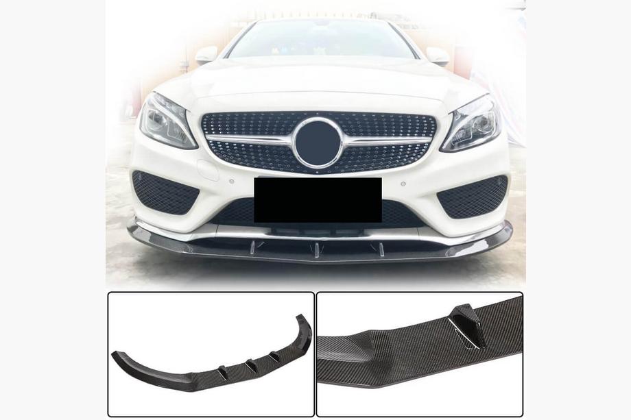 Mercedes C-klasse W205 2014–2021 Frontbumperlæbe Lip V3 (til C43 AMG 2015-2019, carbon) Foto 1