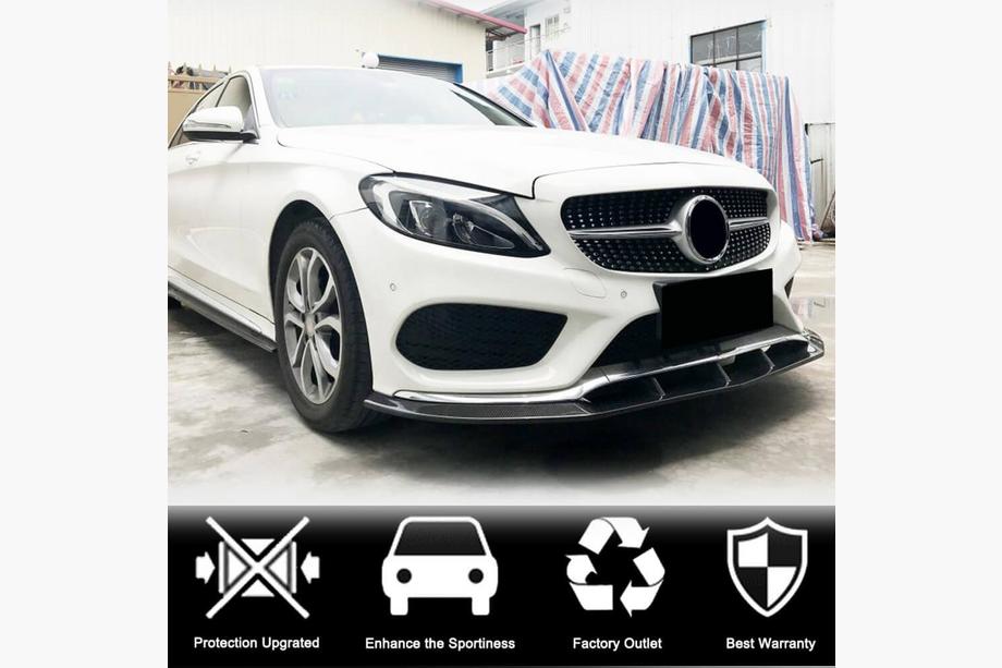 Mercedes C-klasse W205 2014–2021 Frontbumperlæbe Lip V3 (til C43 AMG 2015-2019, carbon) Foto 2