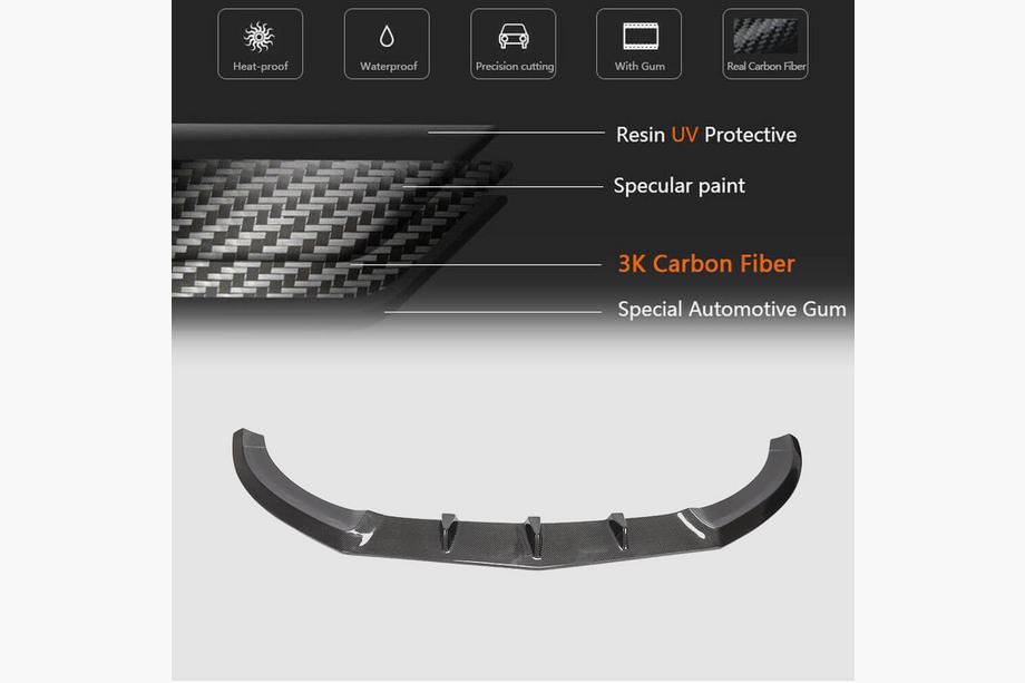 Mercedes C-klasse W205 2014–2021 Frontbumperlæbe Lip V3 (til C43 AMG 2015-2019, carbon) Foto 5