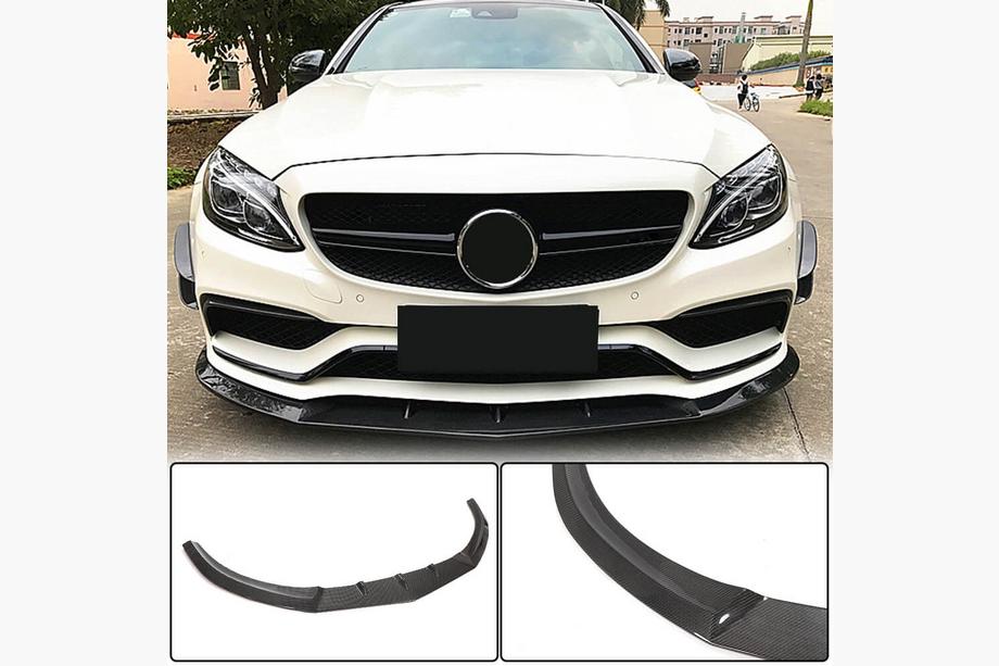 Mercedes C-klasse W205 2014–2021 Front kofangerlæbe Lip V1 (til SD C63 AMG 2015-2019, carbon) Image